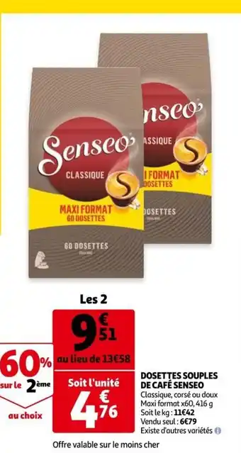 Auchan Dosettes Souples de Café Senseo offre