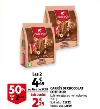 Auchan Cote d'Or Carrés de Chocolat offre