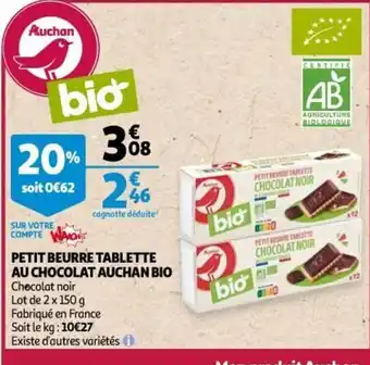 Auchan Petit Beurre Tablette Au Chocolat Auchan Bio offre