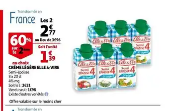 Auchan Crème légère Elle Vire offre