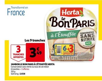 Auchan Jambon Le Bon Paris à l'étouffée Herta offre