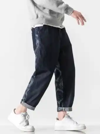 SheIn Homme jean à imprimé foulard offre