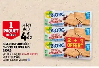 Auchan Biscuits Fourrées Chocolat Noir Bio Bjorg offre