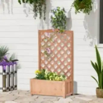 JardiniÚre avec treillis - bac à fleurs - jardiniÚre sur pied - dim. 70l x 28l x 117h cm - fond à lattes - bois sapin pré-hui