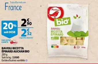 Auchan Ravioli Ricotta épinard Auchan Bio offre