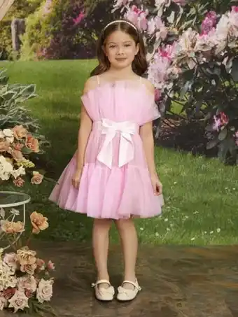 SheIn Shein fille robe à fines brides à nœud papillon à volants en tulle offre