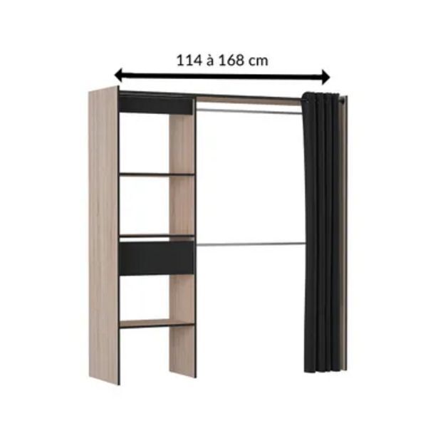 Promo Armoire dressing extensible moka imitation chêne brossé et noir