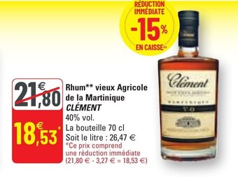 G20 CLÉMENT rhum vieux agricole de la martinique offre
