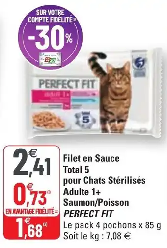 G20 PERFECT FIT filet en sauce total 5 pour chats stérilisés adulte 1+ saumon/poisson offre