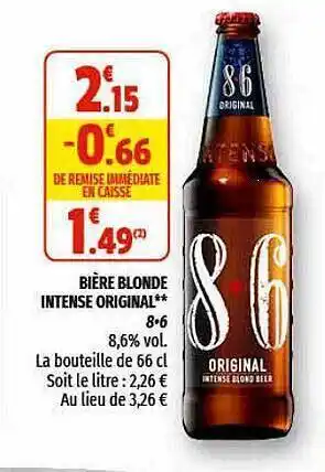 Coccinelle Supermarché Bière Blonde Intense Original 8.6 offre