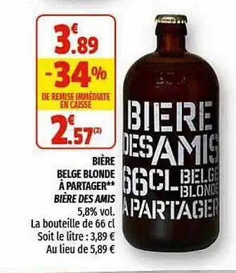 Coccinelle Supermarché Bière Belge Blonde à Partager Bière Des Amis offre
