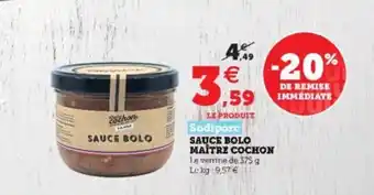Super U Sauce bolo maître cochon offre