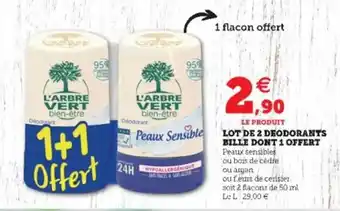 Super U Lot de 2 deodorants bille dont 1 offert offre