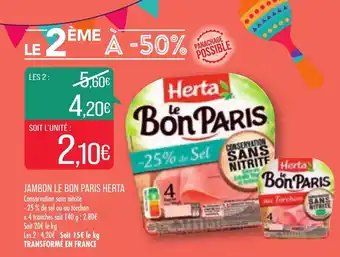 Match Jambon le bon paris herta offre