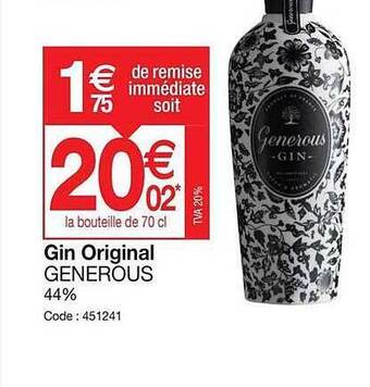 Promocash Gin Original Generous offre