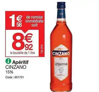 Promocash Apéritif Cinzano offre