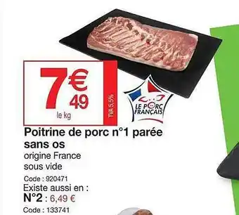 Poitrine De Porc N°1 Parée Sans Os