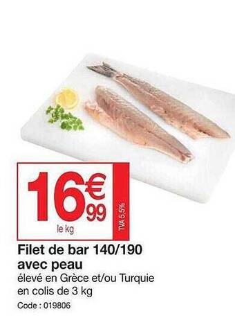 Promocash Filet De Bar 140-190 Avec Peau offre