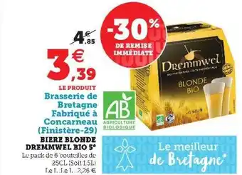 U Express Bière Blonde Dremmwel Bio 5° offre