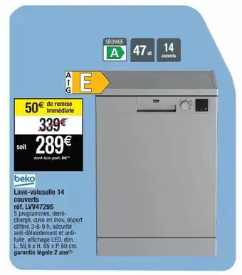 U Express Lave-vaisselle 14 Couverts Beko offre