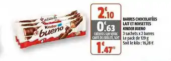 Coccinelle Express Barres Chocolatées Lait Et Noisettes Kinder Bueno offre
