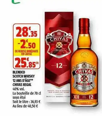 Coccinelle Supermarché Blended Scotch Whisky 12 Ans D'âge Chivas Regal offre