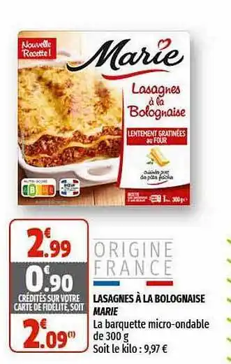 Lasagnes à La Bolognaise Marie