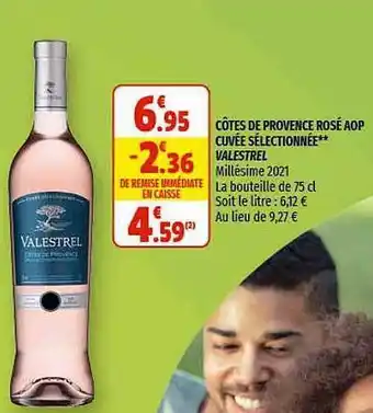 Coccinelle Supermarché Côtes De Provence Rosé Aop Cuvée Sélectionnée Valestrel offre