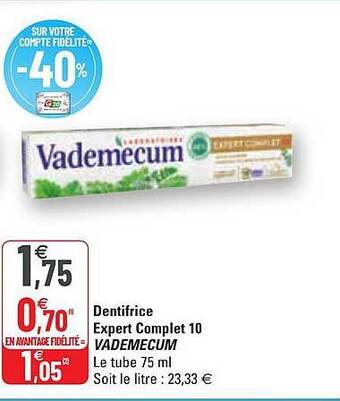 G20 Dentifrice Expert Complet 10 Vademecum offre
