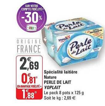G20 Spécialité Laitière Nature Perle De Lait Yoplait offre
