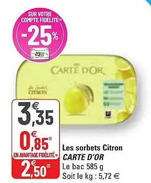 G20 Les Sorbets Citron Carte D'or offre