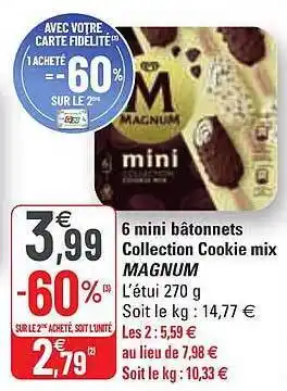 G20 6 Mini Bâtonnets Collection Cookie Mix Magnum offre