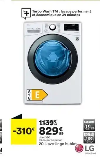 BUT LG Lave-Linge Hublot offre