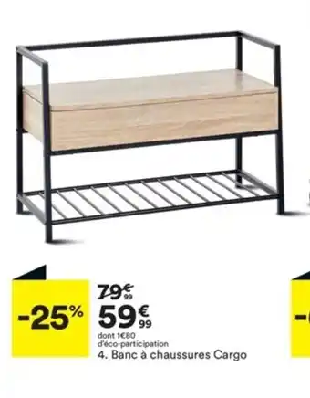 BUT Banc à Chaussures Cargo offre