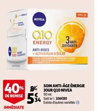 Auchan Supermarché Soin Anti-âge énergie Jour Q10 Nivea offre