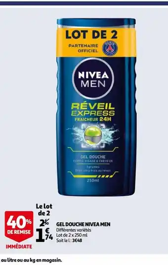 Auchan Supermarché Gel Douche Nivea Men offre