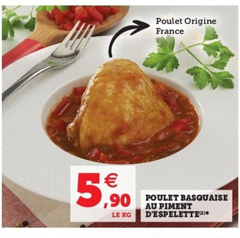 Promo Poulet Basquaise Au Piment Despelette Chez Hyper U