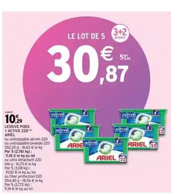 Intermarché Lessive Pods + Active 22d Ariel offre