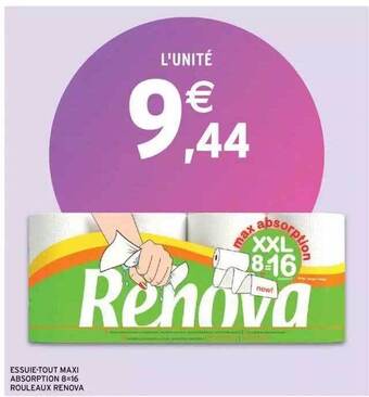 Intermarché Essuie-tout Maxi Absorption 8=16 Rouleaux Renova offre