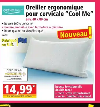 Norma Oreiller Ergonomique Pour Cervicale Cool Me offre