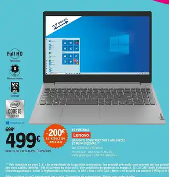 E.Leclerc Lenovo Pc Portable offre