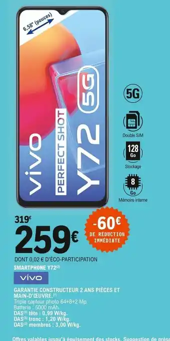 E.Leclerc Vivo Smartphone Y72 offre