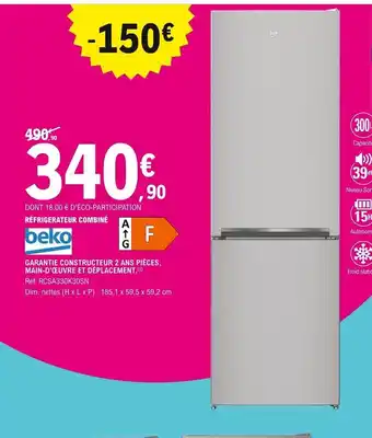 E.Leclerc Beko Réfrigérateur combiné offre