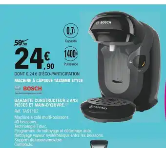 E.Leclerc Bosch Machine à Capsule Tassimo Style offre