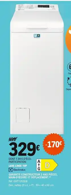 E.Leclerc Electrolux Lave-Linge Top offre