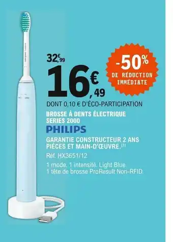 E.Leclerc Philips Brosse à Dents électrique Series 2000 offre