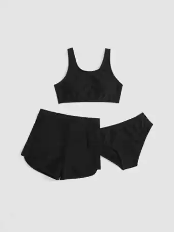 SheIn 3 pièces fille bikini unicolore & short de bain offre