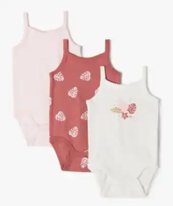 Gémo Body bébé à bretelles et motifs 100% coton biologique (lot de 3) vue1 - gemo 4g bebe - gemo offre