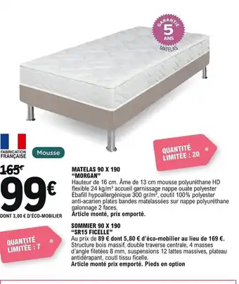 E.Leclerc Matelas 90x190 Morgan offre