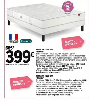 E.Leclerc Matelas 140x190 Elegie offre